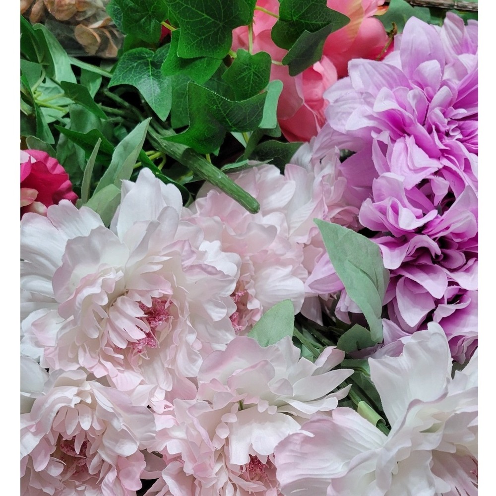 Silk Flowers Peonies Dahlias Sunflowers Greenery 14lb+ Box 24x24x8 some  NWT